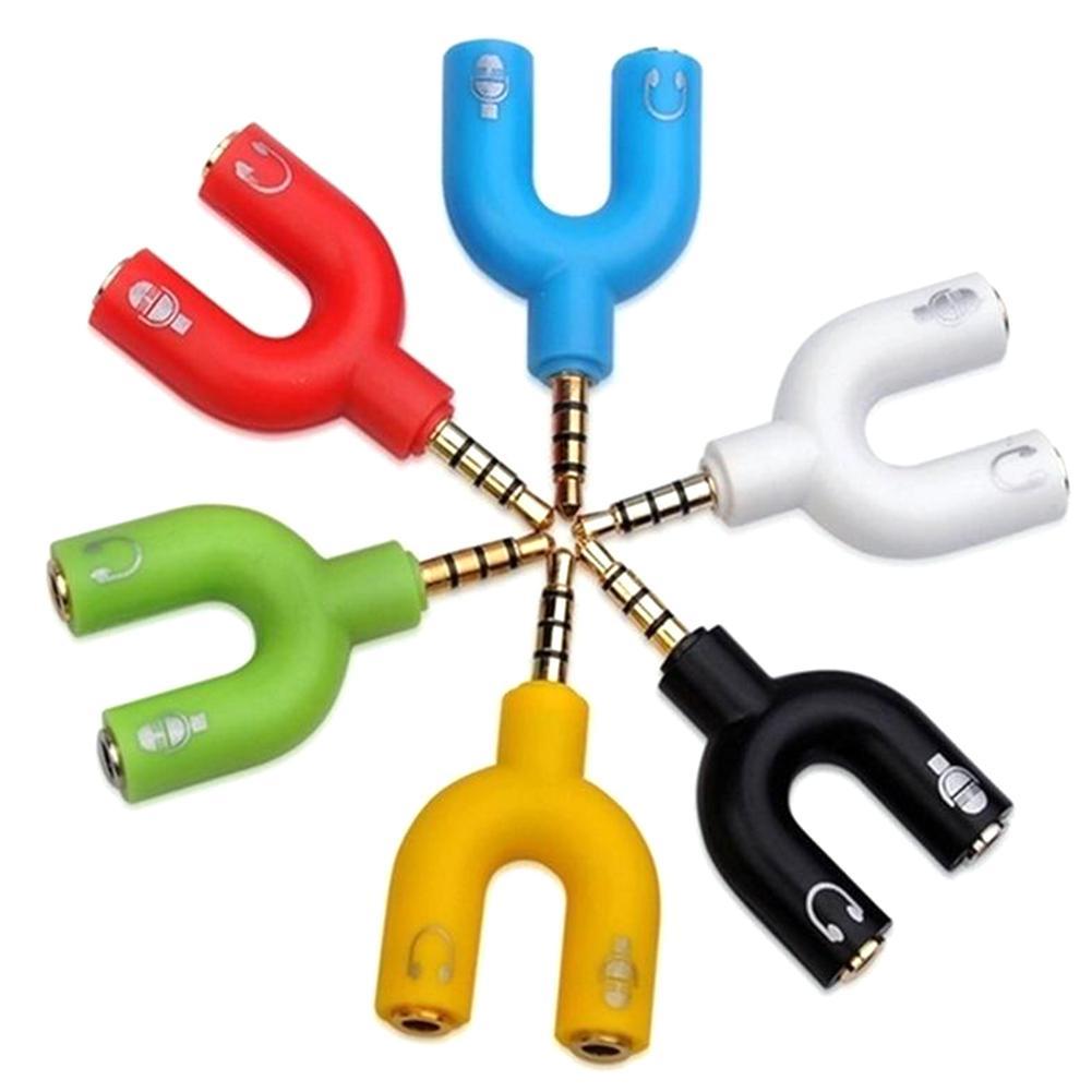 Earphone Splitter Jack - 1 шт., двойной адаптер U-типа 3,5