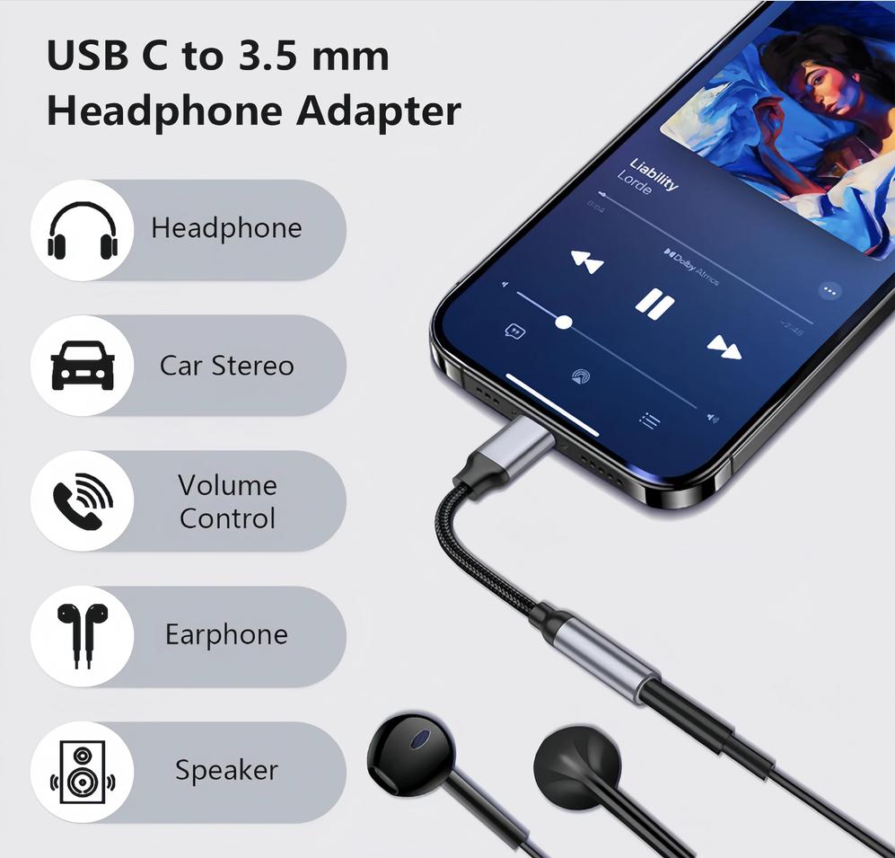 Адаптер KEBIDU Type C на 3.5 м – обзор и цена Audiophile Headphone Wired
