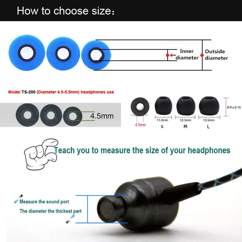 10 пар амбушюр из пены с эффек – обзор и цена Earphone Foam Tip